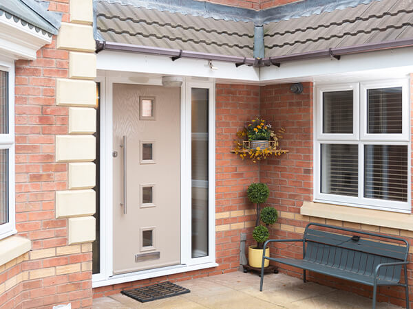 A beige composite door