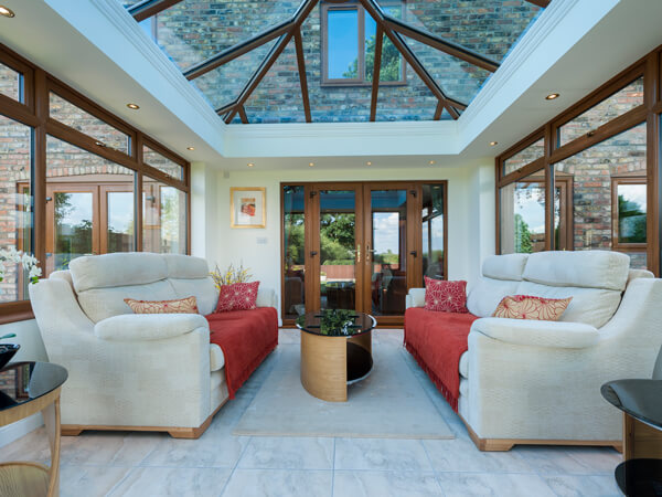 Woodgrain Orangery with French Doors