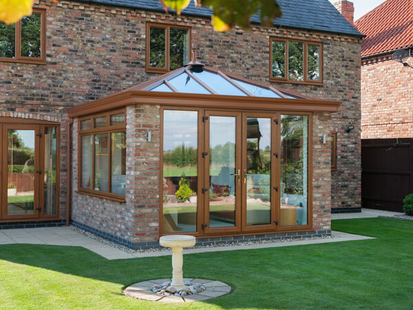 Woodgrain Orangery with French Doors