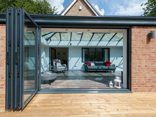 Grey Conservatory with Bi-Fold Doors