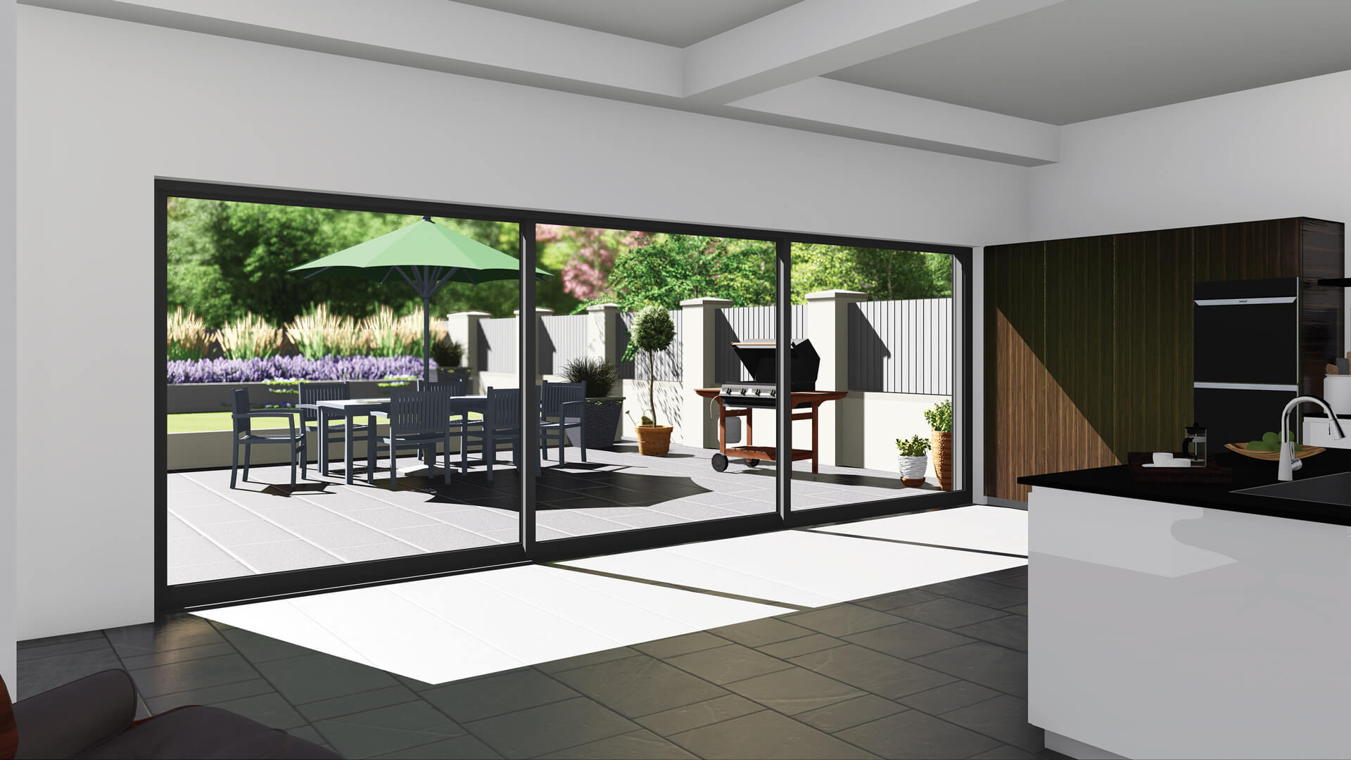 Triple Track Patio Doors - Closed